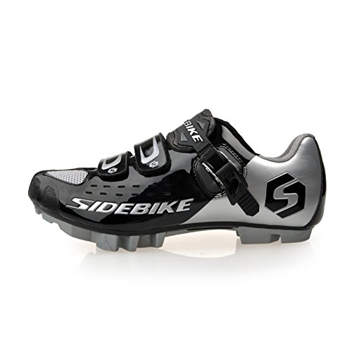 Herren und Damen Mountainbike Schuh Race Schuhe EU Größe 44 Fuß-Länge 280mm Vorfuß Breite 91.98mm -Schwarz und Silber